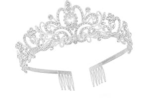 SRICAM Silver Crystal Tiara Crown, Tiara for Women Queen Crown Tiara Crystal Bridal Princess Headband Crowns for Adults with Comb for Princess Prom, Birthday Party, Wedding