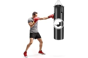 MAXSTRENGTH 4ft Filled Punch Bag Boxing MMA Sparring Punching Professional Gym Training Kickboxing Muay Thai with Hanging Chain