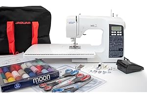 Jaguar 200SQ Computerised Sewing Machine, 200 Stitches, 9 Buttonholes, Includes Large Accessories Bundle