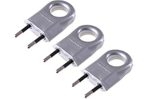SPY-EARPIECE.COM Płaska wtyczka z okrągłym otworem, wtyczka 230 V, 6 A, wtyczka Schuko - płaska, europejska wtyczka płaska, wtyczka europejska - płaska, Euro - 2-biegunowa wtyczka płaska, 3 sztuki (szara)