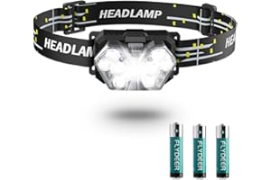 Lsnisni Torcia Frontale LED, 2000 Lumens 1 Pezzi, Lampada Frontale 6 modalità, 3 Batterie AAA incluse, Angolo d'illuminazione Regolabile, IP×5 Impermeabile per Bambini Adulti Corrono, Riparano