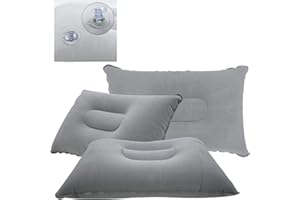 PCTC 3 Pack Inflatable Travel Pillow, Compact Air Blow Up Pillow for Beach, Sun Lounger, Backpacking, Hiking - Accessory for Travelling (Grey)