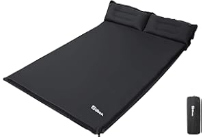 Ubon Colchón de Aire Dormir Camping Ligero Autohinchable Portátil Cómoda para 2 Personas 3.6cm Almohada Ergonómica Relleno de Esponja Cama de Camping Negro 190 * 130 * 3.6