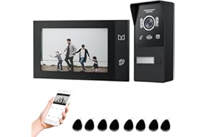JeaTone Videoportero WiFi 2 Hilos,1080P IP Timbre Video Sistema Intercomunicador con 7" Monitor de Pantalla Táctil y Timbre, Desbloqueo por App/Tarjeta, Detección de Movimiento, App Notificación Push