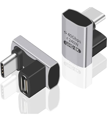 QIANRENON Adattatore a forma di U Mini HDMI 8K Display Adattatore UHD2.1 maschio a femmina 180 gradi Up Video Connettore Luce LED per Tablet PC Fotocamera Digitale Videocamera Portatile (rovesciata