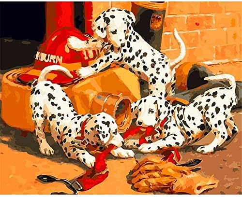 YANYANGXIN Diy Oil Paint by Number Kit,Digital Painting Suite,for Kids, Students, Adults Beginner with Brushes and Acrylic Pigment,Wall Art Artwork-puppy,Frameless