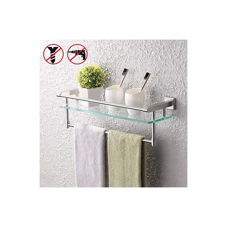 KES Estanteria Baño con Toallero Sin Taladro Ducha Estanteria Pared