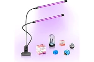 INSHAREPLUS LED UV Lamp Dual Head, 20W Light with Clip, Glow in The Dark, 395nm-405nm Black Light for Party, Stage, Paint, Collection, Cure 3D Printer Resin