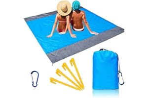 LA NAGO Beach Blanket, Picnic Blanket, Beach Mat, Waterproof Sandproof Extra Large 210 x 200cm Beach Matts for Beach, Park, Camping, Picnic and Hiking+ 4 Stakes (83"×79")