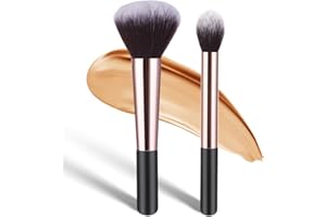 Jeffdad 2 Stück Make Up Pinsel, Makelloses Foundation Pinsel Hervorhebungspinsel Concealer Pinsel Puderpinsel zum Verblenden von Flüssigkeit Grundierung Creme Concealer Puder Rouge