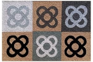 DAMDAM GO Felpudo Fibra de Coco 70x40cm Antideslizantes - Alfombras Originales para la Entrada a Casa, Pasillos, Puertas de Exterior - Panot (Modelo A - Bicolor)