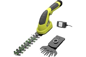 DEWINNER Kit Tijera cortacésped y Batería de Litio 7.2 V 1.5 Ah， Cortasetos y desbrozadora 2 en 1，Cuchilla de Tijeras para arbustos