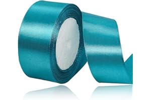 ASALZBOAY Ruban Satin Bleu Turquoise 40mm,22m Ruban Satin,Ruban Cadeau Emballage,Ruban Noel Ruban Tissu pour Ballon,Couture,Nœuds,Artisanat,Bouquet,Décoration de Mariage,Voitures,emballage cadeau