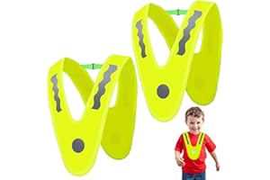 OPEIXSAYKOC Leichte Warnweste Kinder,2 Stück V-Form Signalkragen Reflektorweste Kinder, Reflektierende Jacke Kinder, Sicherheitsweste Kinder, Warnschutzweste zur Sicherheit der Kinder - Waschbar