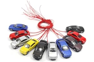 ZYWUOY Lot de 10 Trains de Voiture Miniatures 1:87~1:100 H0 dans Le Train avec lumière 45 x 16 x 11 mm