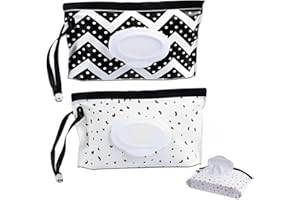 SGERUFZ 2 Pièces Pochettes de Lingettes Humides Sac à Lingettes Mouillées Distributeur Pochette Boîte de Rangement de Lingettes Humides Réutilisable Portable