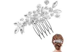 ZUWIJEQ Pettine Sposa per Capelli con Fiori di Perle Cristallo Accessori Capelli Sposa Pettine per Decorazione Acconciatura Capelli per Sposa Matrimonio Nozze Argento