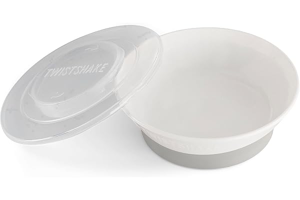 Twistshake Bol pour Bébé avec Couvercle Hermétique – Bol de Sevrage Sans BPA – Assiette d’Alimentation pour Bébés dès 6 Mois – Vaisselle de Formation pour Enfants – Blanc