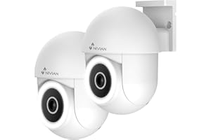 NIVIAN - Cámara PTZ WiFi Mini 2K, 2,4Ghz | Visión Nocturna | Detección de Movimiento y Autotracking | Exterior IP65 | Compatible con Alexa y Google Home | Control App Tuya (Pack 2 Cámaras WiFi Ptz)