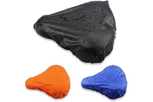 Eiito Housse de Pluie Selle Trois Couleurs Trois pièces (Noir Bleu Orange), Vélo étanche Housse de Siège avec Poche de Stockage