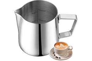 HULISEN Small Milk Jug 200ml / 6.8oz, Stainless Steel Milk Pitcher, Milk Frothing Cup for Coffee, Latte Art, Espresso Steaming Pitchers