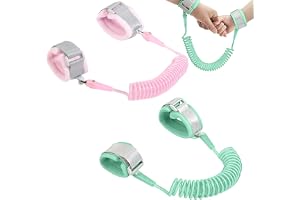 2 x säkerhetsremmar för barn, 2 m anti-förlust armband, babysäkerhetssele 360° roterande armband för resor, stormarknad och skanning (rosa