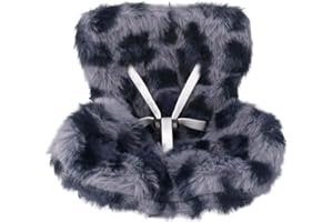 BOXOB Car Seat for Dolls, Plush Soft Furry Cushion Air Vent Clip Decorative Sofa Desktop Decor to Display Doll Toy Ornaments Car Accessories for Blind Box Doll Fans & Collectors (Blue Gray Leopard)