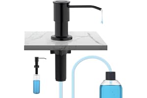 Ibergrif Dispensador de Jabón de Cocina Bajo Encimera, Dosificador Jabón Cocina con Botella de 500 ml y Tubo Silicona de Extensión de 1,0 m, Negro, M34040B