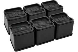 aspeike 4 Inch Bed Risers 6 Packs - Heavy Duty Furniture Lifts for Large Furniture Legs - Square Stackable Elevators, Raisers for Couch Sofa Bed Dorm Table Desk - Hpld Up to 8,800 LB - Black