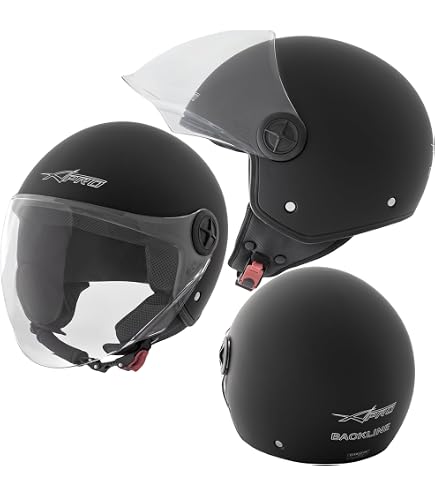 Casque Moto Jet Cafe Racer Homologué ECE 22-06 - Visière Scooter Custom Noir, XS à XXL