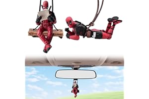 WELLXUNK Ciondolo Deadpool per Specchietti Retrovisori Auto, 2 Pezzi - Ornamenti e Accessori Appesi per Specchio Retrovisore - Simpatico Anime