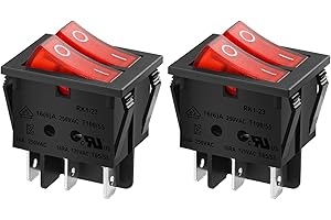 Heschen Doppio interruttore a bilanciere SPST ON-OFF 6 terminali luce rossa 16A 250VAC 2Pack