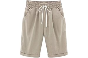 WSLCN Bermuda da Donna Coulisse Elastica in Vita Shorts di Cotone Taglie Forti Pantaloncini Sportivi Casual Estivi