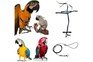 BLUSUPERSHOP PETTORINA REGOLABILE PER PAPPAGALLI MISURA ARA O CACATUA elastico 10 mm 2 attacchi ACCIAIO REGOLABILI GUINZAGLIO 3mm nero PR (blu scuro)