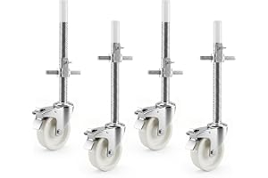 4 stycken 150 mm ställningshjul, hjul med broms, 370 mm justerbar höjd | Robust stålkonstruktion