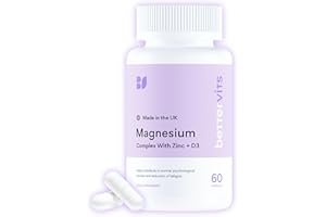 Bettervits Magnesium Glycinate Complex with Citrate, Malate, Zinc & Vitamin D3 | Magnesium Supplements for Muscle Recovery, Heart Health & Sleep Support - High Absorption | 60 Capsules