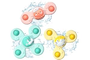 NIWWIN Zabawka z przyssawką, 3 sztuki, zabawka sensoryczna dla dzieci 1 rok, kreskówka, ocean, spinner, zabawka sensoryczna