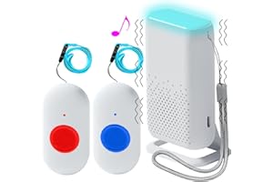 ALEENFOON Maison Alerte Alarme Vibration sans Fil Patiente Personne Personne âgée Personnelles SystèMe d'Alarme et Bouton d'appel d'urgence Alarme Pager (2 à 1)
