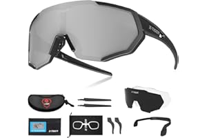 X-TIGER Gafas Ciclismo Polarizadas con 3 Lentes Intercambiables UV 400 Gafas,Corriendo,Moto MTB Bicicleta Montaña,Camping y Actividades al aire libre para Hombres y Mujeres TR-90