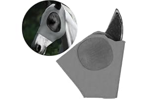 TAFACE 1 máscara de Tela para Caballos, máscara elástica para Caballos, máscara contra Moscas con protección para los oídos, máscara para Caballos Anti-UV, cómoda y Transpirable, Reutilizable (Gris)