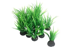 Smoothedo-Pets Aquarium Plants Fish Tank Decorations 20pcs Small Size/1inch Tall Plastic Artificial Plant Goldfish Waterscape Fish Hides Mini Grass Set (Green-B)