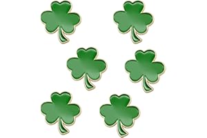 JNAWA 6pcs St. Patrick’s Day Clover Enamel Brooch Metal Pin Badge Brooch Green Irish Lucky Clover Leaf Brooch Party Favor for Women Girls