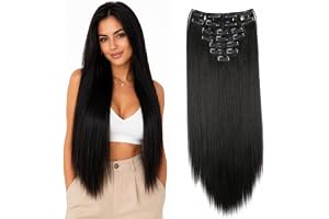 CAISHA XXL 50cm 8 Piece Set CLIP IN EXTENSIONS Hair Extension Hairpiece Volumineus Straight Natural Black CES205