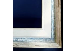 Artecentro cornice per quadri tele - shabby chic bianco-colore in legno varie misure offerta (bianco/blu, 60x90 + passepartout)