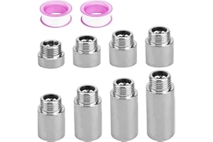 8 Prolunga Rubinetto da 1/2, FORMVERSITY 1/2Prolunga, Prolunga Rubinetto Acqua Giardino 10 15 20 25 30 40 50 60mm, 1/2" Adattatore Maschio-Femmina per Tubo per Raccordo rubinetto a Tubo