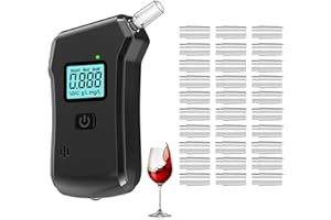 Merwlukt Alkoholtester Polizeigenau, Promillemessgerät Professioneller Alkoholmessgerät mit 30 Mundstücke, Alkohol Tester mit Digitaler LCD-Bildschirm für Privaten Gebrauch zu Hause