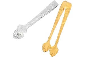 YINGLUOEU 2 Pinze Zucchero Pinza di Ghiaccio Mini Pinze da Servire in Acciaio Inox per Grill Caffè Caramelle Feste Matrimoni Bar Cucina