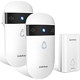 Wireless Doorbell,Self-Powered No Battery Door Bell, IP55 Waterproof Cordless Plug-in Doorbell Kit 2 Receivers, 52 Loud Chime