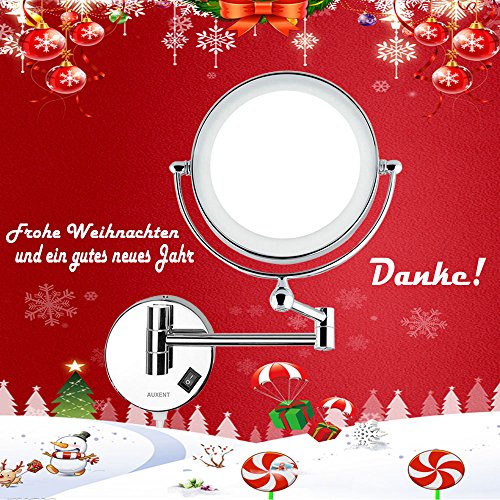 Auxent Kosmetikspiegel mit LED Beleuchtung und 1-/ 5-facher Vergrößerung aus Kristallglas, Edelstahl und Messing, Doppelseitig, Rostfrei, Schminkspiegel Beleuchtet für Badezimmer, Kosmetikstudio, Spa und Hotel - 7
