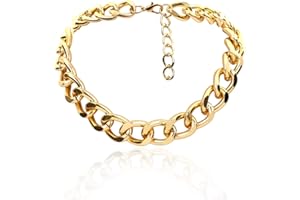 BSLVWG Punk cubano cadena de enlace collar de gargantilla de peso ligero grueso collar de cadena ovalada Enlace Declaración Hip Hop Joyería para Mujeres y Niñas